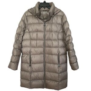 Michael Kors Packable Down Fill Taupe Brown‎ Tan Long Jacket Coat XL